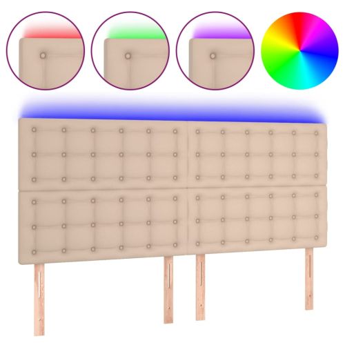 LED горна табла за легло, капучино, 160x5x118/128 см