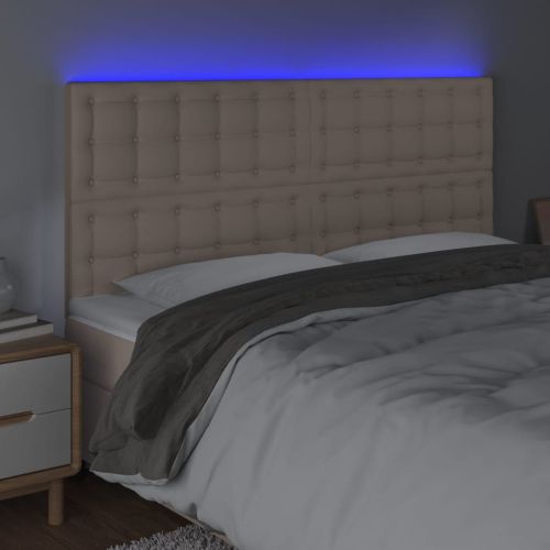 LED горна табла за легло, капучино, 160x5x118/128 см