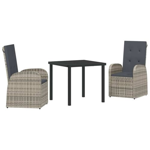 Комплект за хранене в градината 3 pcs Сив полиратан