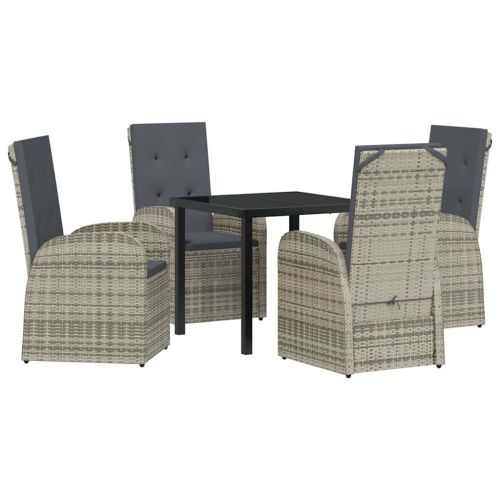 Комплект за хранене в градината 5 pcs Сив полиратан