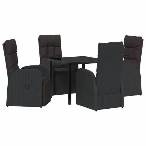 Комплект за хранене в градината 5 pcs Черно полиратан