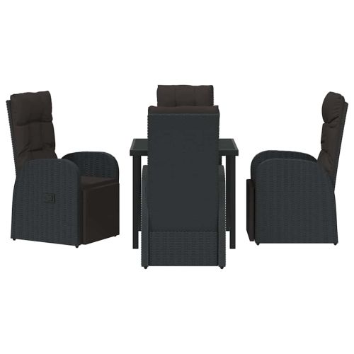 Комплект за хранене в градината 5 pcs Черно полиратан