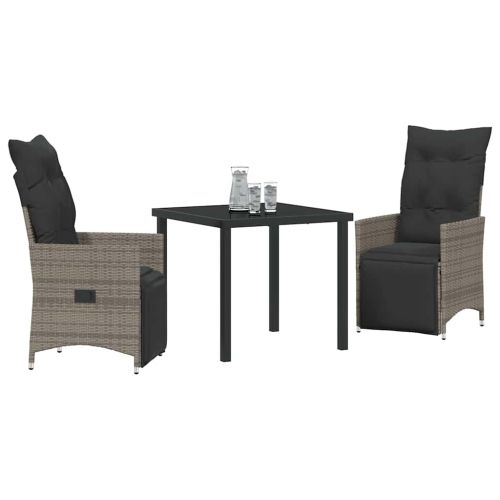 Комплект за хранене в градината 3 pcs Сив полиратан