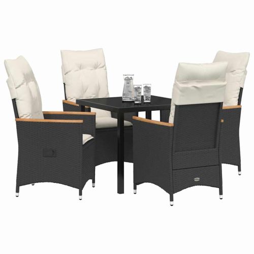 Комплект за хранене в градината 5 pcs Черно полиратан