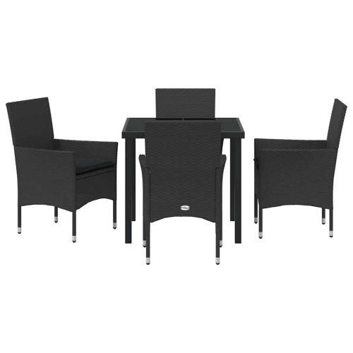 Комплект за хранене в градината 5 pcs Черно полиратан