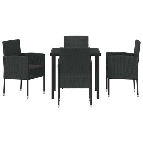 Комплект за хранене в градината 5 pcs Черно полиратан