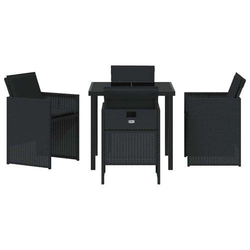 Комплект за хранене в градината 5 pcs Черно полиратан