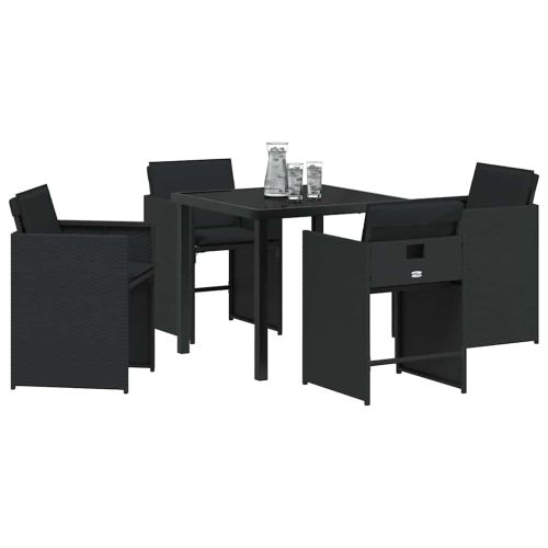 Комплект за хранене в градината 5 pcs Черно полиратан