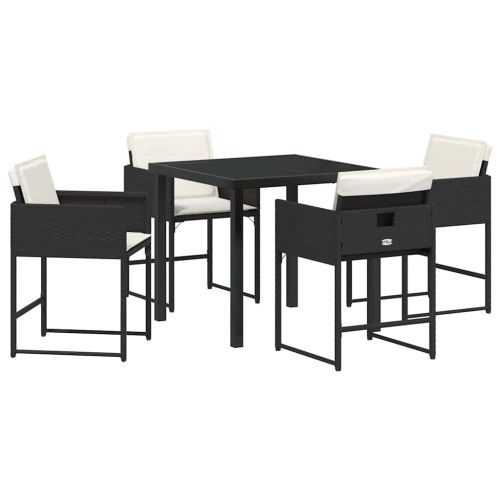 Комплект за хранене в градината 5 pcs Черно полиратан