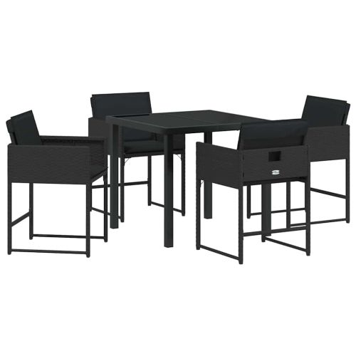 Комплект за хранене в градината 5 pcs Черно полиратан