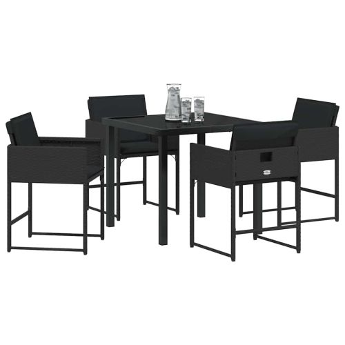 Комплект за хранене в градината 5 pcs Черно полиратан