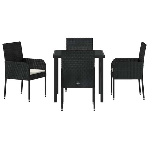 Комплект за хранене в градината 5 pcs Черно полиратан