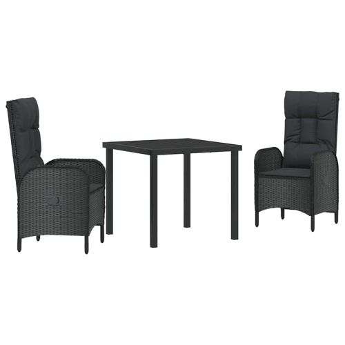Комплект за хранене в градината 3 pcs Черно полиратан