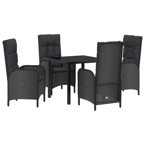 Комплект за хранене в градината 5 pcs Черно полиратан