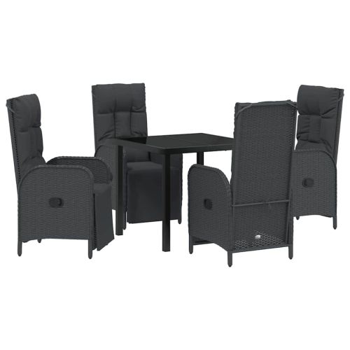 Комплект за хранене в градината 5 pcs Черно полиратан