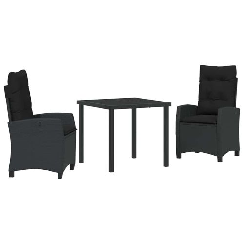 Комплект за хранене в градината 3 pcs Черно полиратан