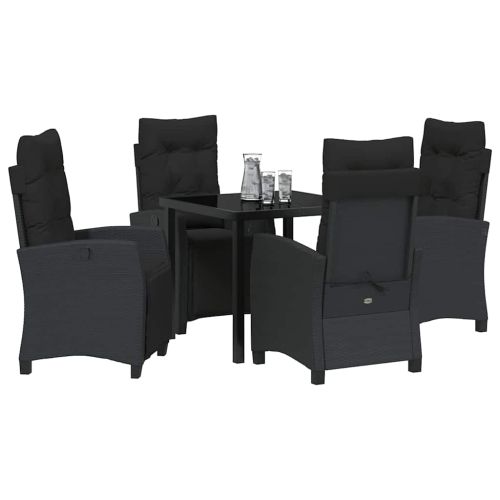 Комплект за хранене в градината 5 pcs Черно полиратан