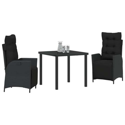 Комплект за хранене в градината 3 pcs Черно полиратан