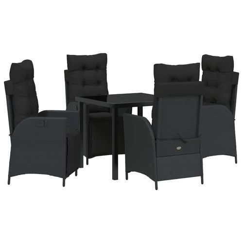 Комплект за хранене в градината 5 pcs Черно полиратан