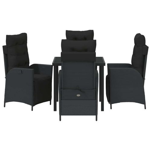 Комплект за хранене в градината 5 pcs Черно полиратан
