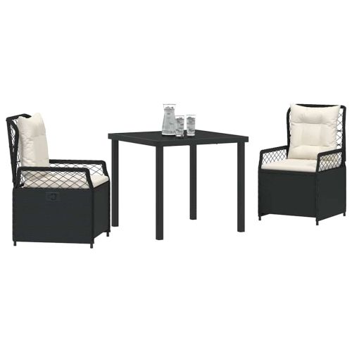 Комплект за хранене в градината 3 pcs Черно полиратан