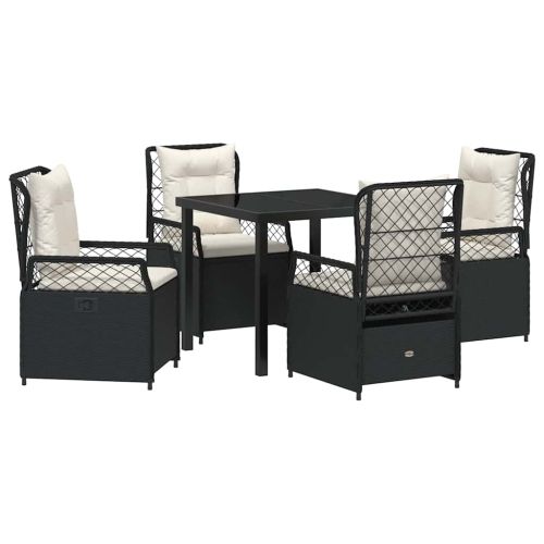 Комплект за хранене в градината 5 pcs Черно полиратан