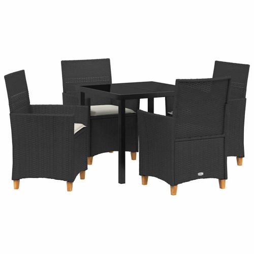 Комплект за хранене в градината 5 pcs Черно полиратан