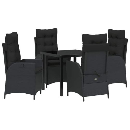 Комплект за хранене в градината 5 pcs Черно полиратан