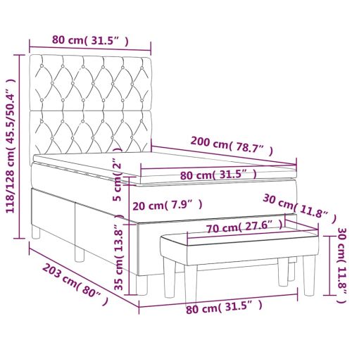 Боксспринг легло с матрак, тъмнозелено, 80x200 см, кадифе