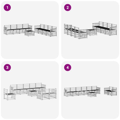 Комплект дивани за открито 9 pcs Бяло 59 x 59 x 37 см