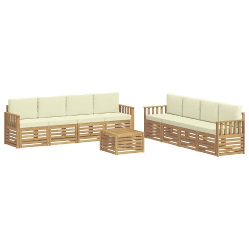 Комплект дивани за открито 9 pcs Бяло и кремаво 59 x 59 x 37 см