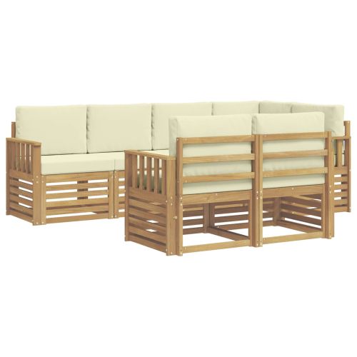 Комплект дивани за открито 7 pcs Бяло и кремаво