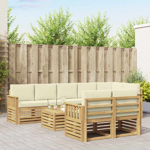 Комплект дивани за открито 8 pcs Бяло и кремаво 59 x 59 x 37 см