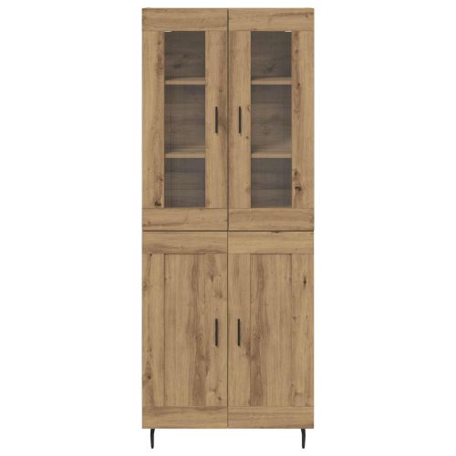 Висок шкаф 2 pcs Дъб Инженерно дърво