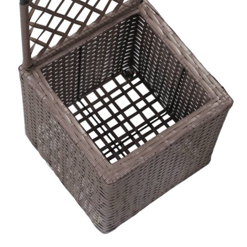 Пергола висока леха с 1 саксия, 30x30x107 см, полиратан, кафява