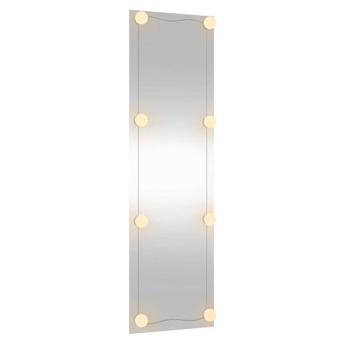Стенно огледало с LED лампи 30x100 см стъкло правоъгълно