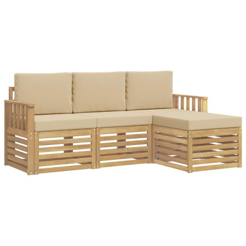 Комплект дивани за открито 4 pcs Бяло и Бежово