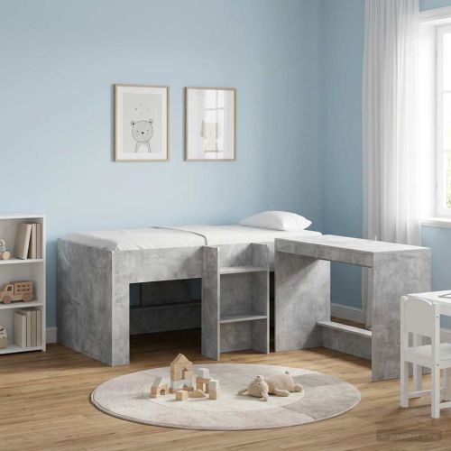 Легло за деца с висока рамка 2 pcs Бетон 163 x 101,1 x 68,5 см