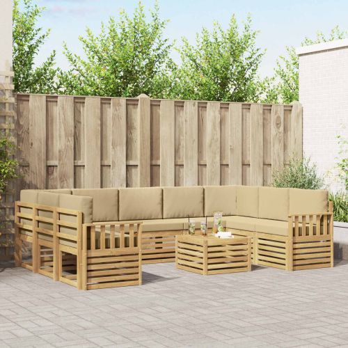 Комплект дивани за открито 8 pcs Бял и Бежов 59 x 59 x 37 см