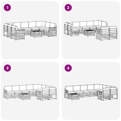 Комплект дивани за открито 8 pcs Бял и Бежов 59 x 59 x 37 см
