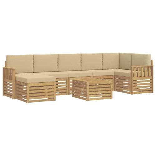 Комплект дивани за открито 7 pcs Бял и Бежов 59 x 59 x 37 см