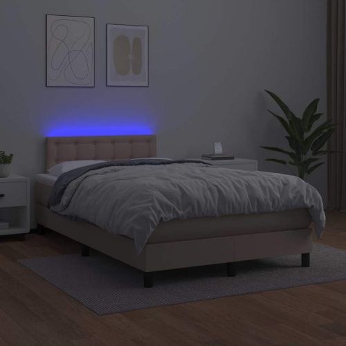 Боксспринг легло с матрак LED капучино 120x190 см еко кожа