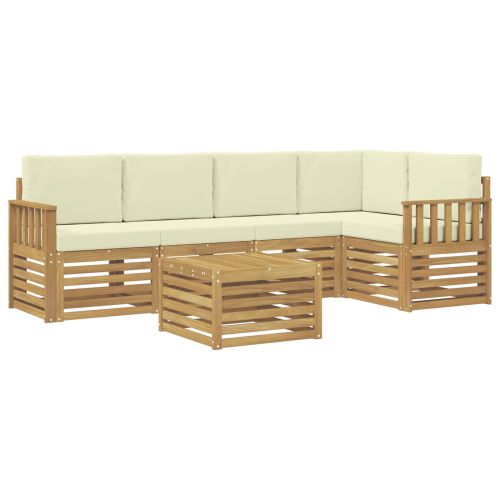 Комплект дивани за открито 6 pcs Бяло и кремаво 59 x 59 x 37 см