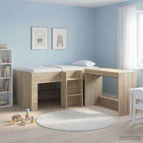 Легло за деца с висока рамка 2 pcs Сонома 163 x 101,1 x 68,5 см