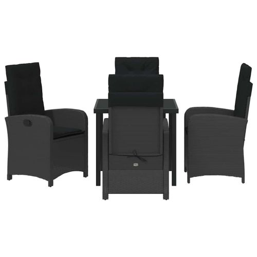 Комплект за хранене в градината 5 pcs Черно полиратан