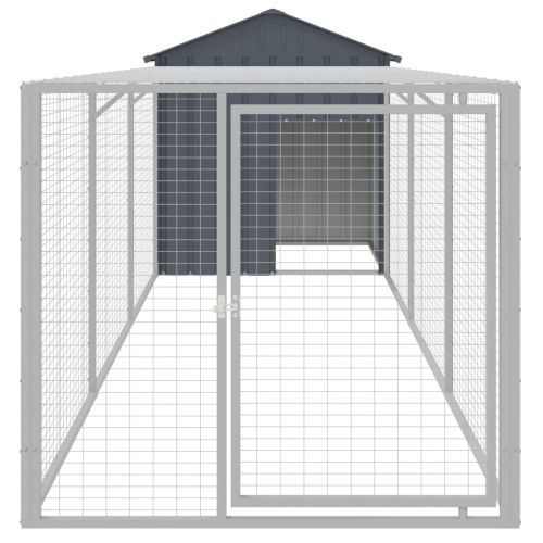 Клетка за пилета с волиера, антрацит, 117x405x123 см, стомана