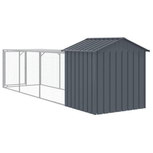 Клетка за пилета с волиера, антрацит, 117x405x123 см, стомана