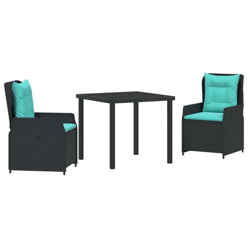 Комплект за хранене в градината 3 pcs Черно Полиратан