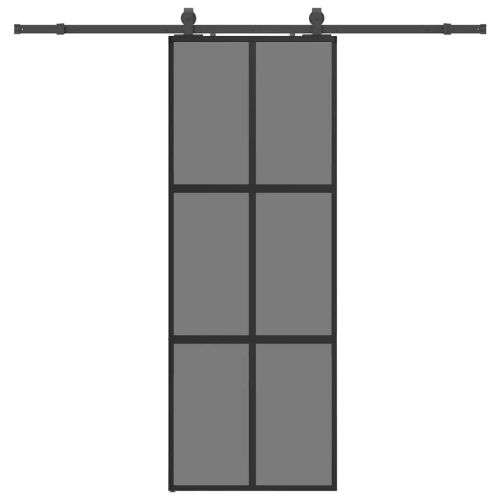 Плъзгаща се врата с комплект обков Черно 76x205 cm