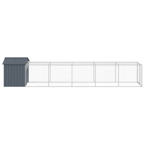 Клетка за пилета с волиера, антрацит, 117x609x123 см, стомана